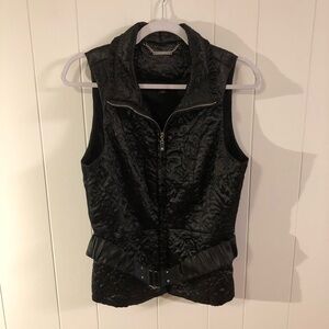 White House Black Market Satin Quilted Belted Vest Small